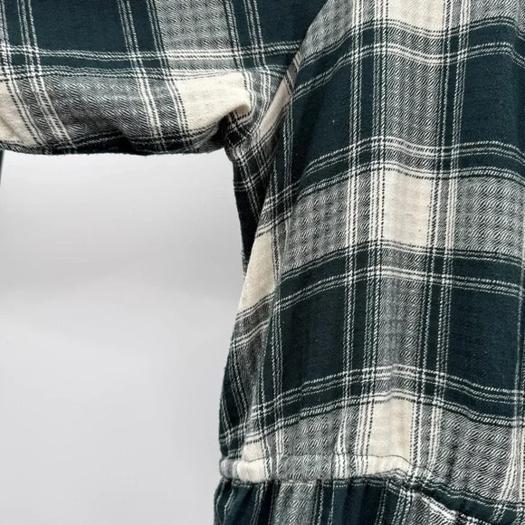 Knox Rose Green & Ivory Plaid Button-Front‎ Long Sleeve Midi Dress Sz 2X Plus - Picture 11 of 16